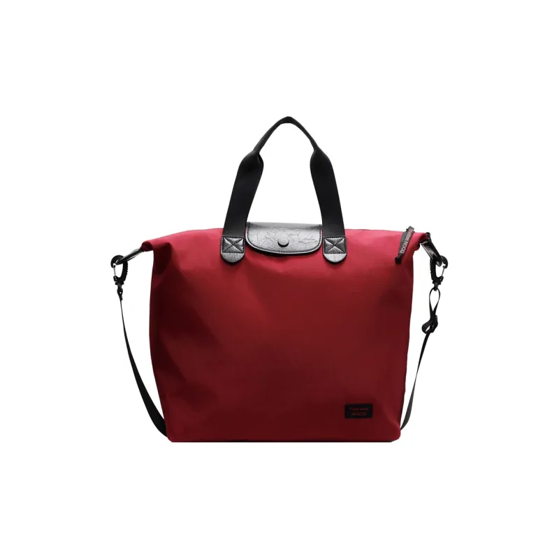Wenpercy Fabric One Shoulder Handbag, Travel Bag Unisex Black/Burgundy-3