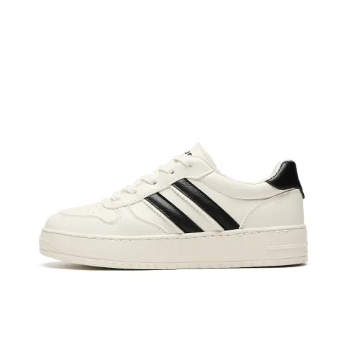ZHR White Tone Time Machine Anti Slip And Wear Resistant Height Increasing Low Top Skateboard Shoes Women's Beige Black