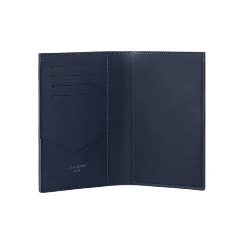 LOUIS VUITTON Embossed Calfskin Passport Holder Men's Marine Blue-3