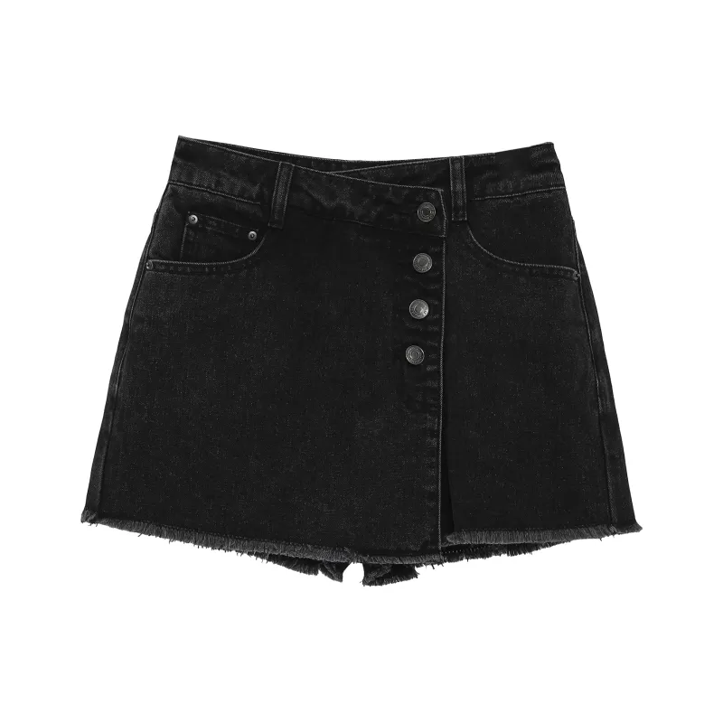 Fstudio Denim Short Skirts Women's Black-1