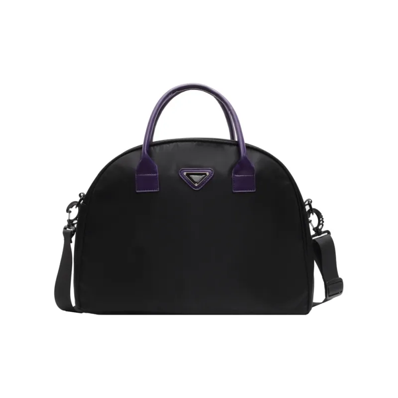 Wenpercy Fabric Handbag, Shoulder Bag, Crossbody Bag, Travel Bag Women's Black/Black & Purple-3