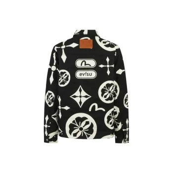 EVISU Coat Men's Denim Black All Over