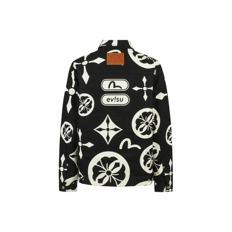 EVISU Coat Men's Denim Black All Over-0