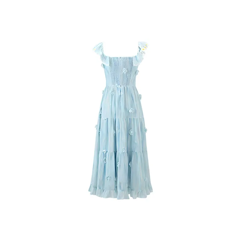 LWLG Sleeveless Dress Women's Aqua Colorful Blue-1