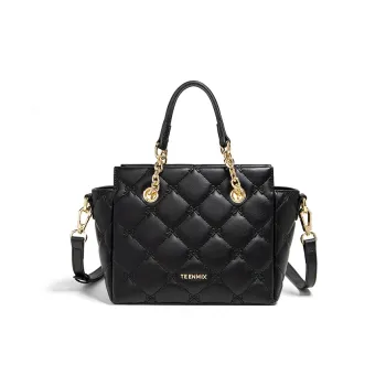 Teenmix Cow Leather With Synthetic Leather Shoulder Bag, Crossbody Bag, Handbag Regular Women's Milkshake White/Black