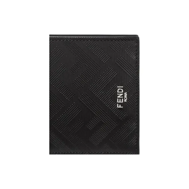FENDI Leather Wallet Men's Black-3