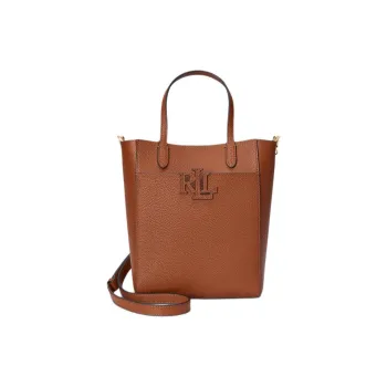 Polo Ralph Lauren Cow Leather Shoulder Bag, Crossbody Bag, Handbag Small Size Women's Brown Yellow