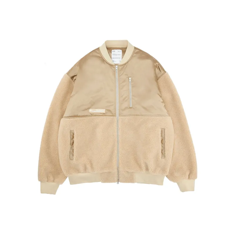 FPA Letter Solid Color Baseball Collar Loose Fit Moderate Puffer Jacket Unisex-0