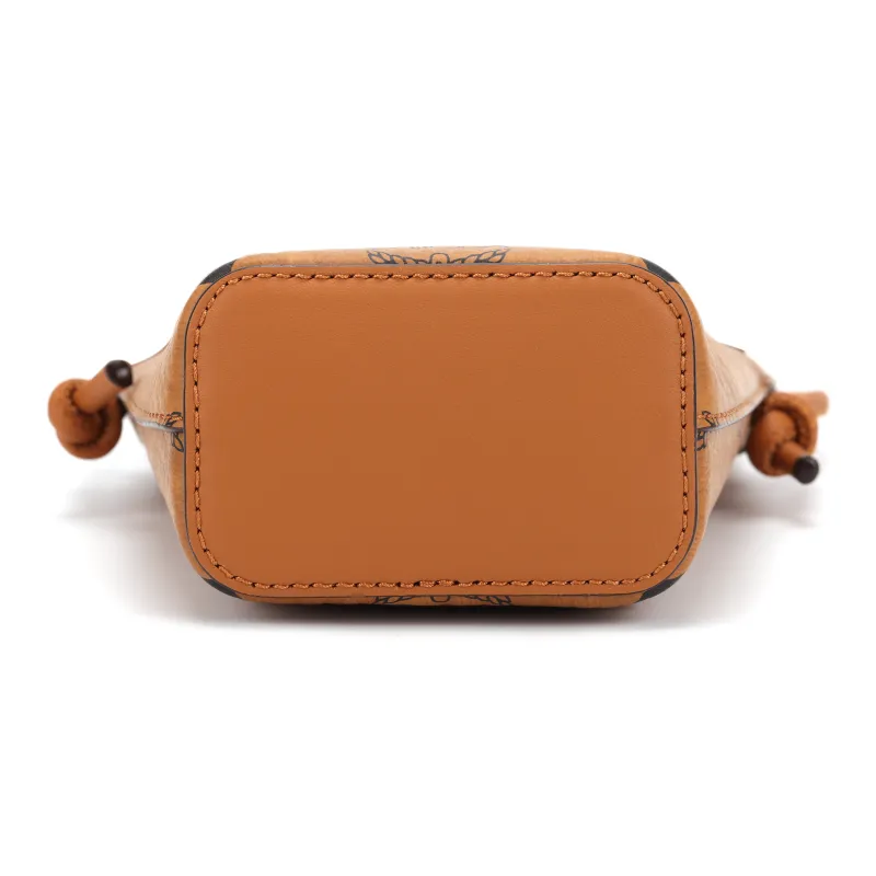 MCM Intertwined Letter Canvas Clutch Cross Body Handbag Women's Cognac-3
