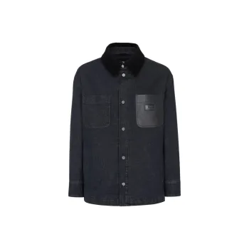 FENDI Logo Detailed Long Sleeved Denim Jacket