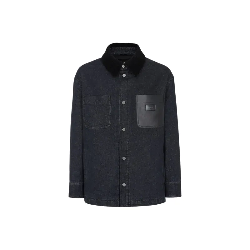 FENDI Logo Detailed Long Sleeved Denim Jacket-0