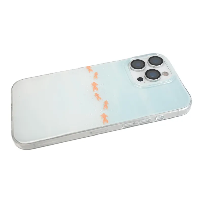Wei Xin Acrylic Material Gradient Blue Koi Phone Cases Compatible With IPhone 16/15 Pro Max/Apple 13/14 Pro/Max-3