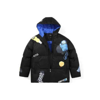 GENANX Hand Drawn Hooded Loose Fit Puffer Jacket Unisex