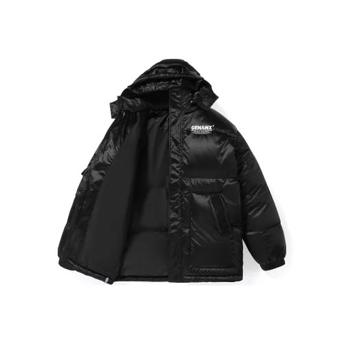 GENANX Letter Detachable Hood Loose Fit Thickened Down Jacket Unisex
