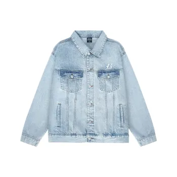 FAR BACK Denim Jacket Unisex Washed Blue