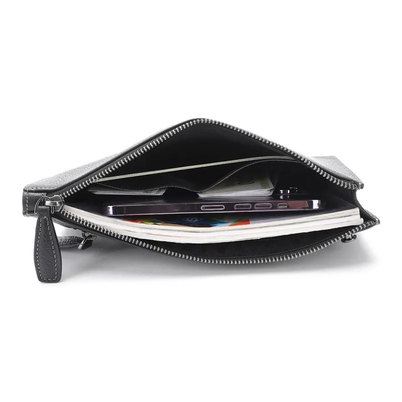 ELLE HOMME Cow Leather Clutch Regular Men's Black-5