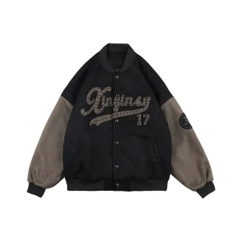 XINYINSU Baseball Jacket Unisex Black
