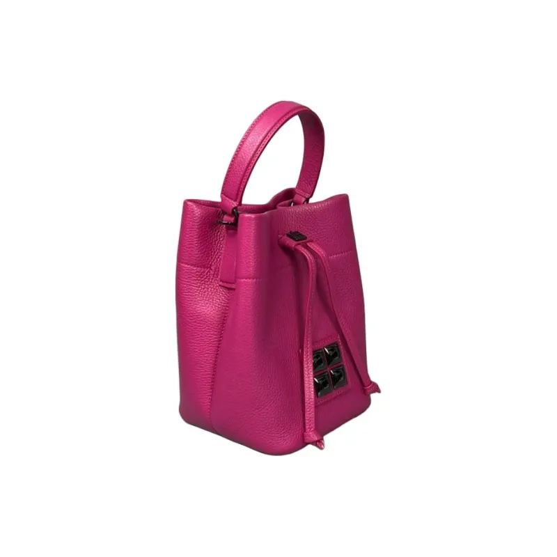 BPRIME Solid Color Bucket Bag, One Shoulder Handbag Women's Rose Red-1