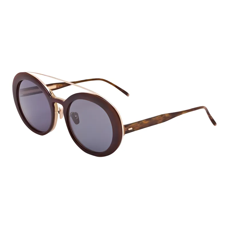 MASUNAGA Titanium Acetate Oval Sunglasses Men's Brown-0