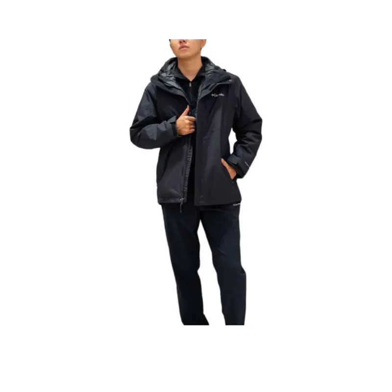 Columbia Hiking Skiing And Paragliding Water Resistant Windproof Wear Resistant Warm Windbreaker Jacket Men's Black-0