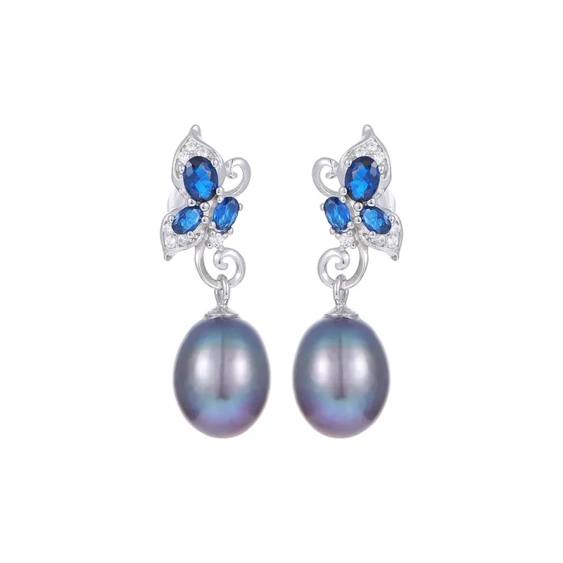 VIOLET S925 Sterling Silver Stud, Pearl Earrings Women's-0