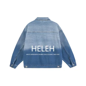 HELEH Denim Jacket Unisex Blue Sky And White Clouds