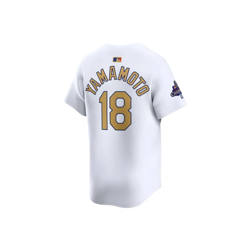 Nike Yoshinobu Yamamoto Los Angeles Dodgers 2025 World Series Champions Gold Men's Nike Dri FIT Adv Mlb Limited Jersey-1