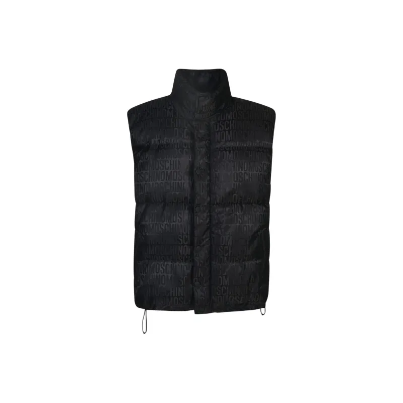 MOSCHINO Logo Jacquard Funnel Neck Padded Gilet-0