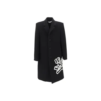 OFF WHITE Graphic Printed Single Breasted Coat