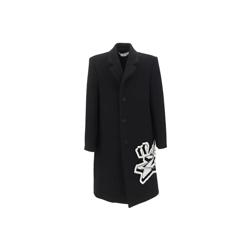 OFF WHITE Graphic Printed Single Breasted Coat-0
