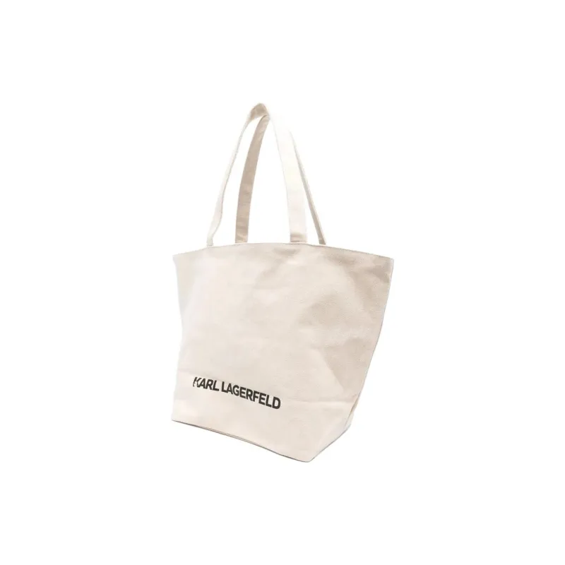 KARL LAGERFELD Cotton Tote Bag, Shopping Bag, Handbag, Shoulder Bag Women's Beige-2