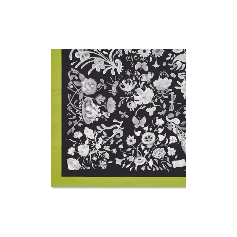 GUCCI Silk Scarves Women's Green/Black-2