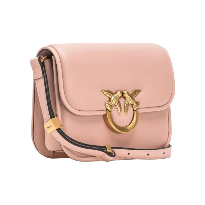 PINKO Love Birds Series Calfskin Shoulder Bag Women's Pink-1