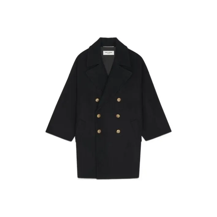 SAINT LAURENT Coats Men Black-0