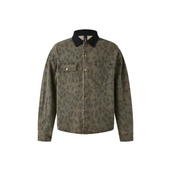 PEDLOR Denim Jacket Unisex Leopard Print