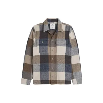 Hollister Jackets Men Brown Yellow Plaid