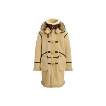 Polo Ralph Lauren Leather-Trim Shearling Toggle Coat Coats Men's Khaki