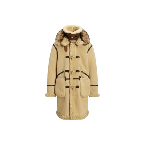 Polo Ralph Lauren Leather-Trim Shearling Toggle Coat Coats Men's Khaki