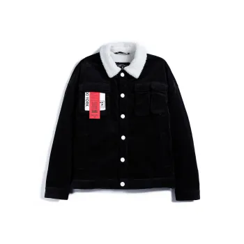 Zoo York FW22 Loose Fit Thickened And Fleece Lined Denim Jacket Unisex Black