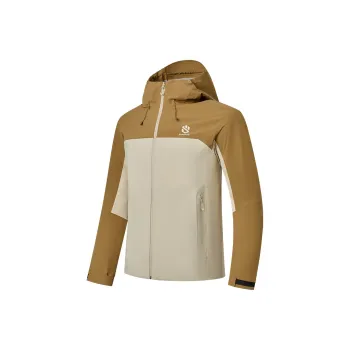 QIAODAN Mountain God Series Waterproof And Windproof Windbreaker Jacket Men's Congo/Beige