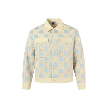 YADcrew Jackets Unisex Beige Blue