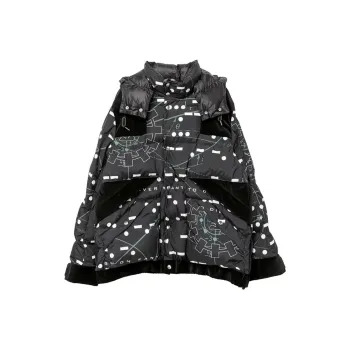 Sacai X Interstellar FW23 Co branded Series Down Jackets Unisex Black