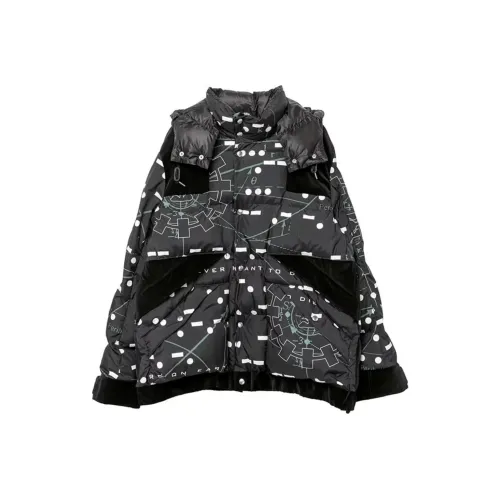 Sacai X Interstellar FW23 Co branded Series Down Jackets Unisex Black