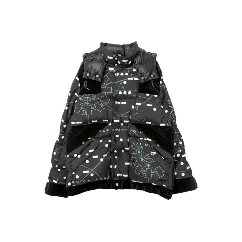 Sacai X Interstellar FW23 Co branded Series Down Jackets Unisex Black-0