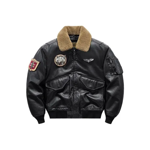 VIP Detachable Fur Collar Biker Leather Jacket With Thickened Warm Puffer Jacket Men's