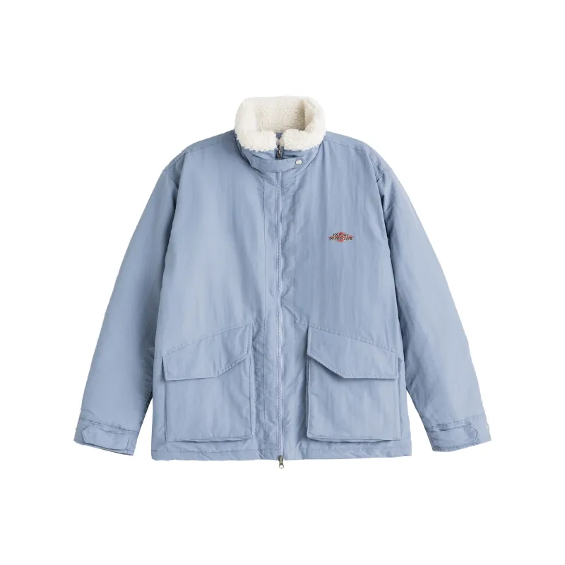 KXLFCHN Letter Solid Color Lapel Loose Fit Puffer Jacket Unisex-12