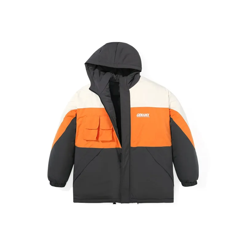 GENANX Letter Hooded Loose Fit Puffer Jacket Unisex-6