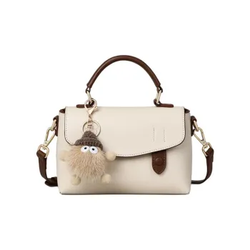 Bullrun Split Cow Leather With Synthetic Leather Shoulder Bag, Crossbody Bag, Handbag Women's Milkshake White