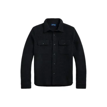 Polo Ralph Lauren Wool Blend Shirt Jacket Jackets Coats Men's Black