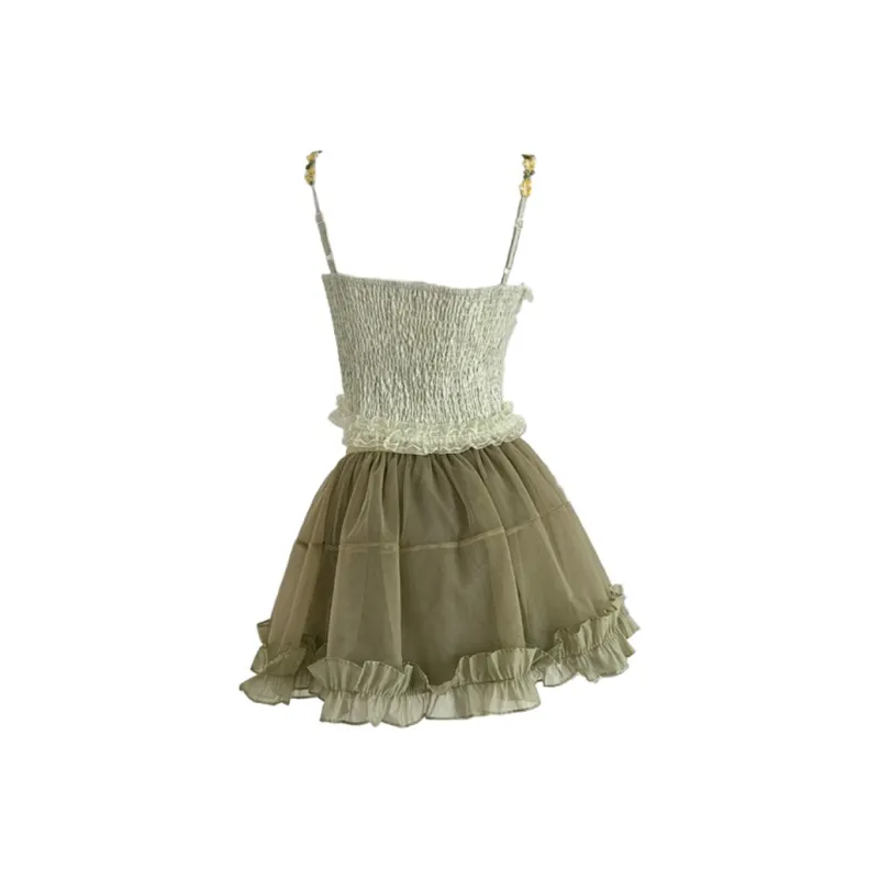GLEE DIARY Skirt Set Women's Green Two Piece Set-1